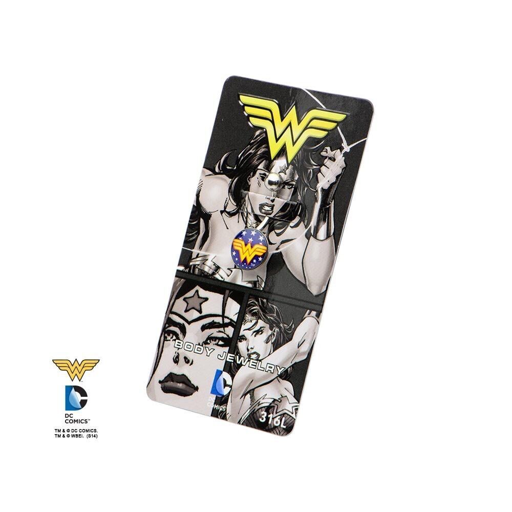 Wonder Woman Belly Ring 14G 1/2” CZ Dangle |Gold Plated Navel Jewelry| DC Comics - Picture 4 of 4